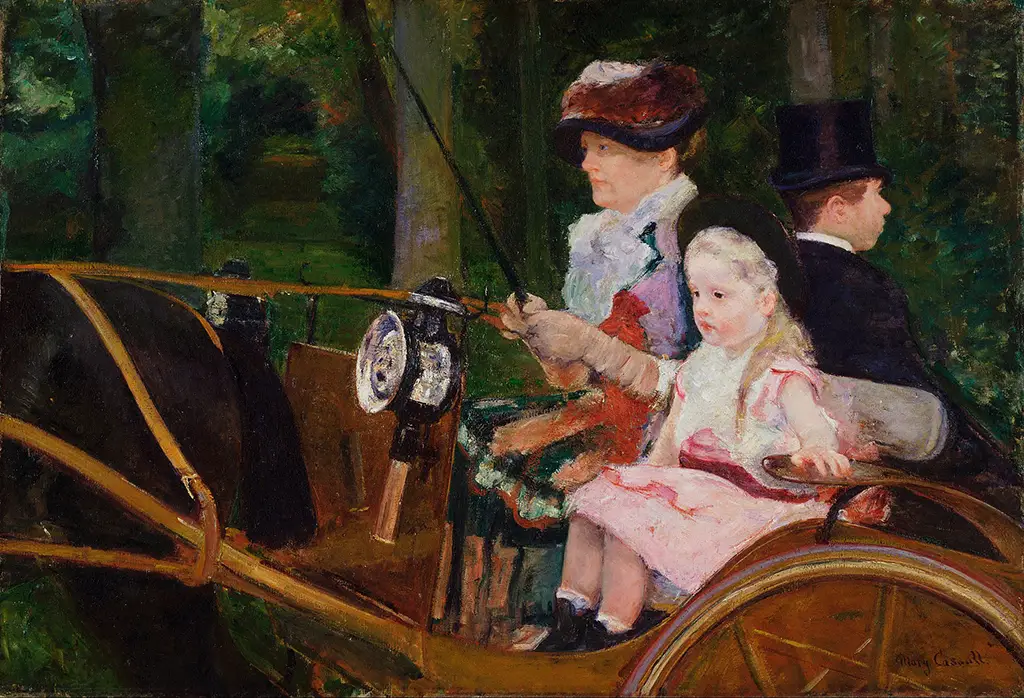 Woman and Child Driving in Detail Mary Cassatt